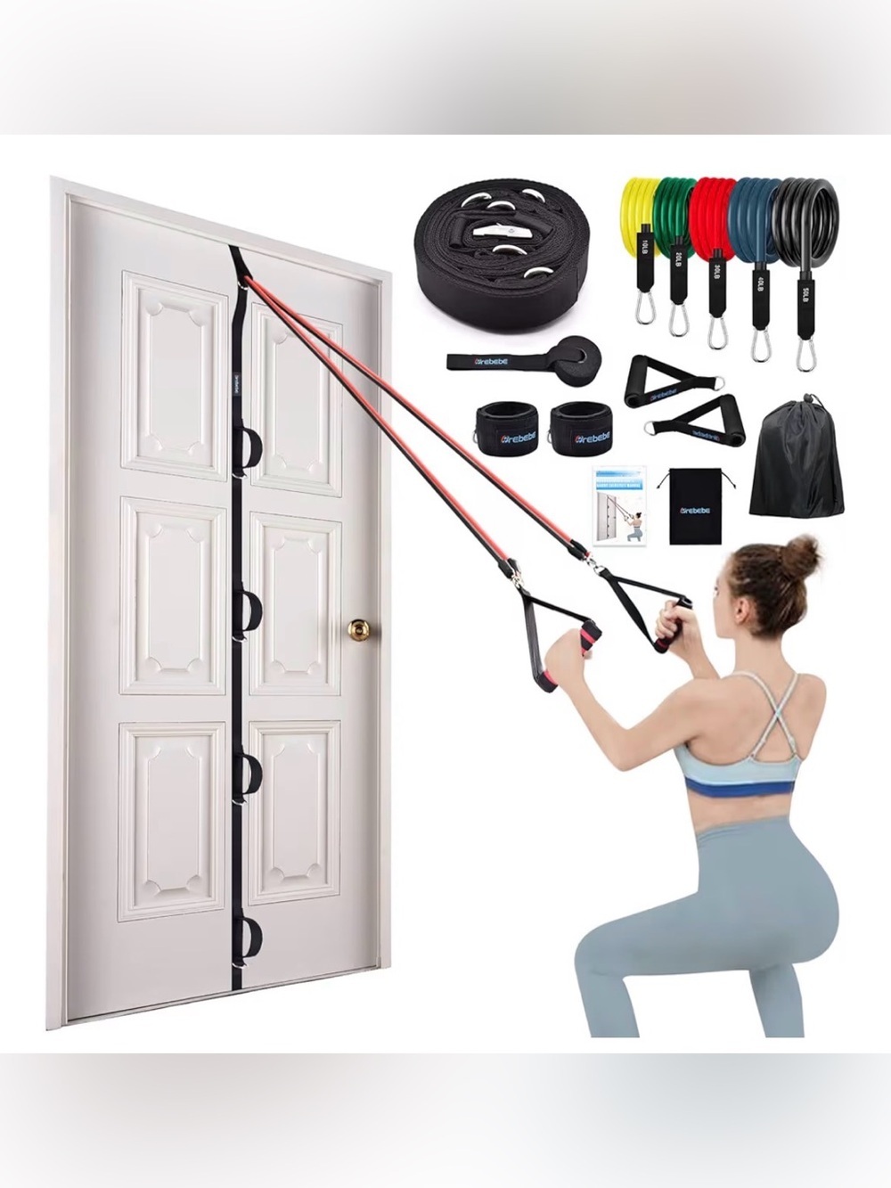 Brebebe Door Anchor Strap for Resistance Bands Exercises, Multi Point Anchor Gym